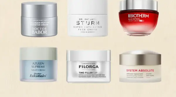 Sechs verschiedene Gesichtscremes, darunter Dr. Babor, Dr. Sturm und Biotherm. Eine Auswahl an hochwertiger Gesichtscreme natur für Ihre Hautpflege.