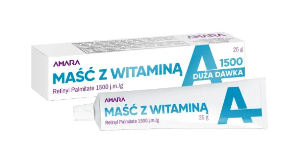 Maść z witaminą A AMARA z retinolem (Retinyl Palmitate) 1500 j.m./g, duża dawka 25g.