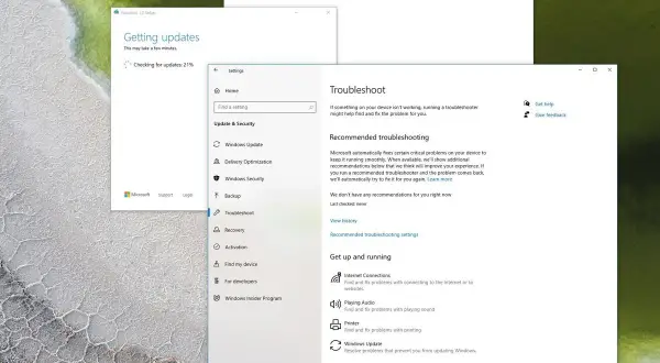 Jak zaktualizować Windows 10? Widok ekranu z asystentem aktualizacji i narzędziem do rozwiązywania problemów.