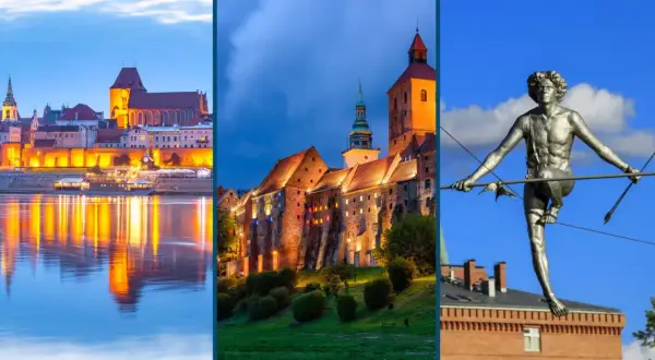 Toruń nocą, zamek w Golubiu-Dobrzyniu i pomnik "Przechodzącego przez rzekę" – odkryj magiczne miejsca Kujawsko-Pomorskiego.