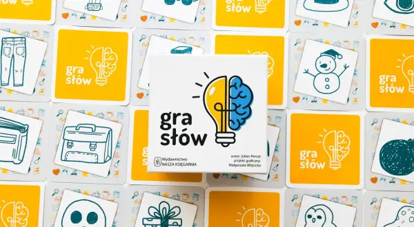 Karty z gry "Gra słów" z rysunkami: balon, samochód, spodnie, czapka, oko, bałwan, książka, teczka, czaszka, prezent, sowa. Zgadnij jakie to słowo!