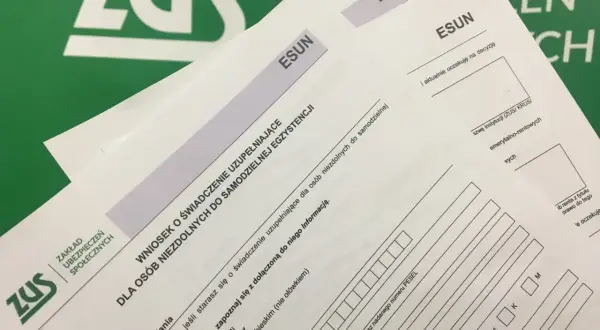 Wniosek ZUS o świadczenie uzupełniające dla osób z niezdolnością do samodzielnej egzystencji.