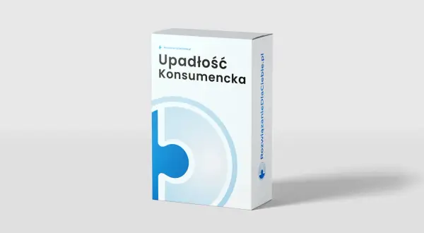 Pudełko z napisem "Upadłość Konsumencka" i logo. Dowiedz się, na czym polega upadłość konsumencka i jak uzyskać pomoc.