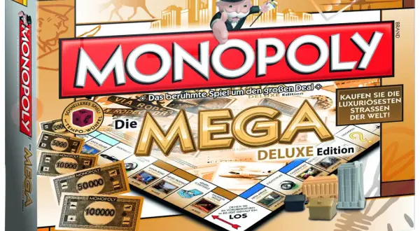 Das teuerste Brettspiel der Welt: Monopoly Mega Deluxe Edition. Mit luxuriösen Straßen und schnellem Spielspaß für die ganze Familie.