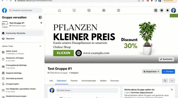 Jak dodać wydarzenie na FB? Zrzut ekranu pokazuje panel zarządzania grupą na Facebooku, gdzie można tworzyć posty i wydarzenia.