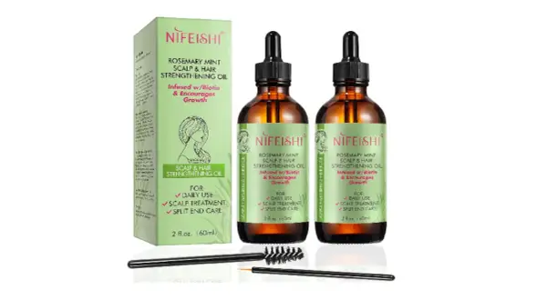 Dos frascos de aceite para el pelo Nifeishi, con caja y aplicadores. Ideal para fortalecer el cuero cabelludo y puntas abiertas.