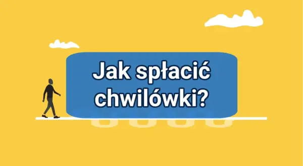Grafika z pytaniem "Jak spłacić chwilówki?". Czy Vivigo można splacić na raty? Sylwetka człowieka idzie w stronę niebieskiego prostokąta.