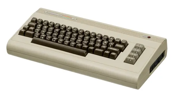 A classic Commodore 64 computer, a gateway to retro gaming and early computing, reminiscent of the era of Commodore 64 VST plugins.