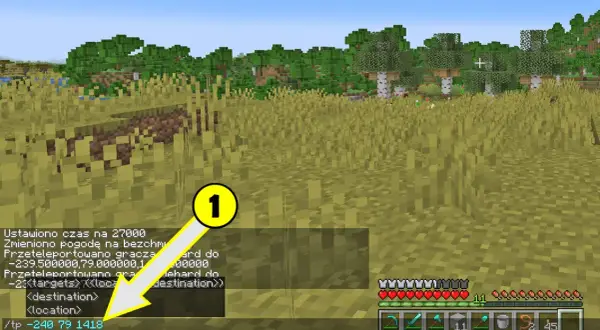 Jak teleportować się w Minecraft? Komenda /tp -240 79 1418 pozwala na natychmiastowe przemieszczenie gracza.