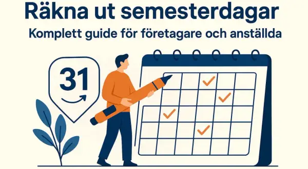 Man räknar semesterdagar med en stor penna på en kalender. En guide för hur man kan ta ut semester i pengar, hur mycket.