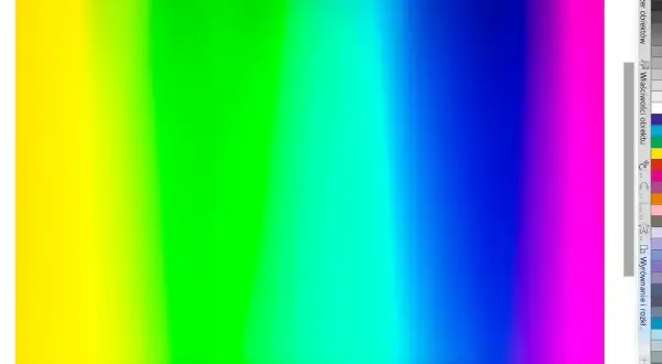 Tęczowy gradient od żółtego przez intensywny zielony (green hex) do niebieskiego i fioletu.