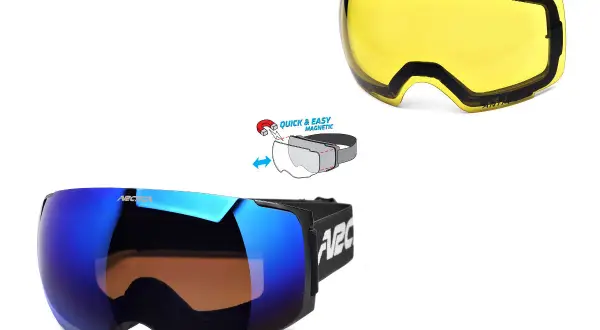 Zastanawiasz się, jakie gogle na snowboard wybrać? Zobacz te z wymiennymi soczewkami, w tym żółtą i lustrzaną, z magnetycznym mocowaniem.