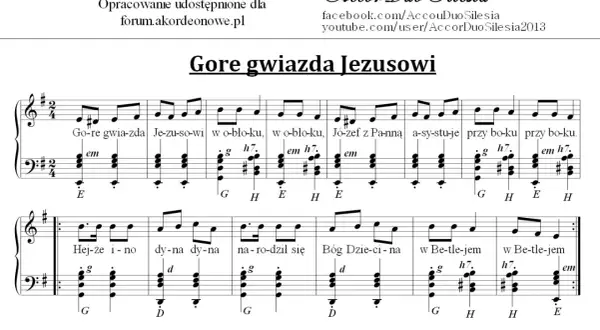 Nuty kolędy "Gore gwiazda Jezusowi" z akordami i tekstem.