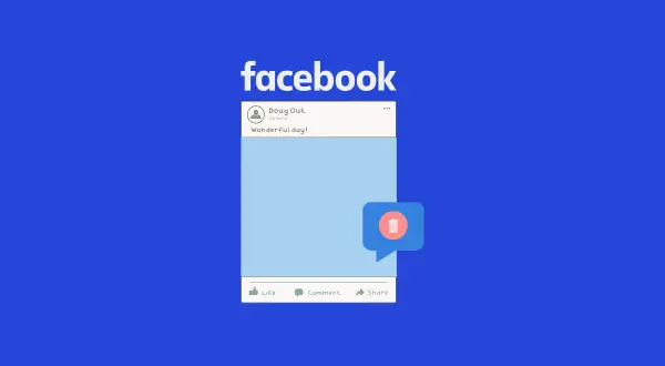 Ikona kosza na śmieci w dymku sugeruje, jak przywrócić komentarze na Facebooku po ich usunięciu.