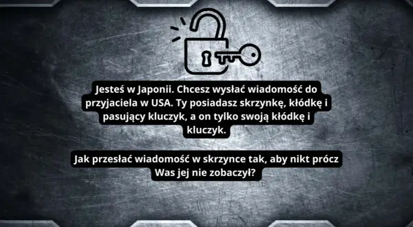 Zagadka: Jak wysłać wiadomość z Japonii do USA, mając tylko swoją kłódkę i kluczyk, a przyjaciel tylko swoją kłódkę i kluczyk?