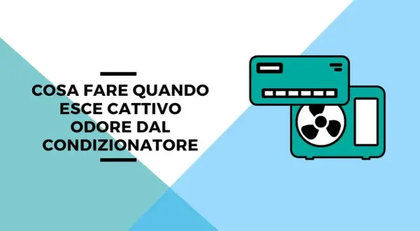 Cosa fare quando esce cattivo odore dal condizionatore. Icona di un condizionatore d'aria con ventola.