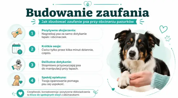Jak obciąć psu pazury? Buduj zaufanie: nagradzaj, ćwicz krótko, delikatnie dotykaj łap i zachowaj spokój. Cierpliwość to klucz.