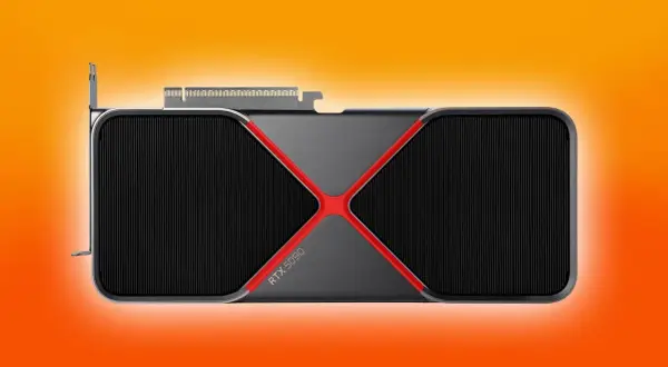 Karta graficzna RTX 5090 z czerwonym akcentem, idealna do gier i obsługiwana przez GeForce Experience.