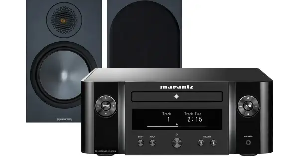 System audio Marantz z głośnikami Monitor Audio. Idealny zestaw, by dowiedzieć się, jak dobrać wzmacniacz do głośników.