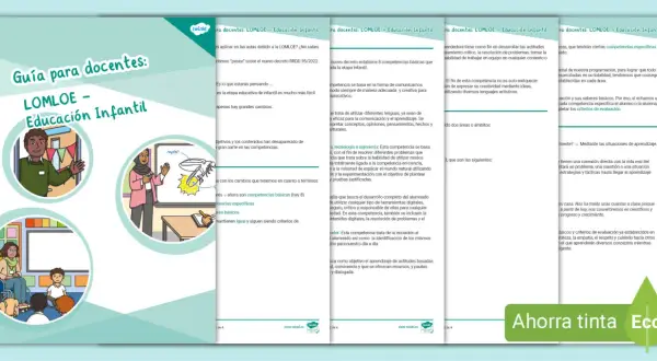 Ilustraciones de situaciones de aprendizaje en infantil, con docentes y alumnos interactuando.