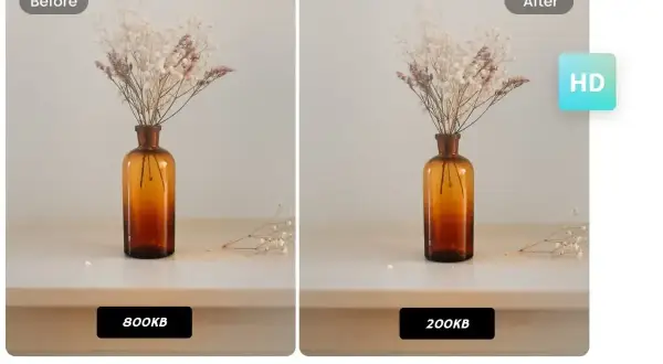 Porównanie zdjęć: przed (800KB) i po (200KB). Dowiedz się, jak zmniejszyć rozmiar zdjęcia iPhone, zachowując jakość HD.