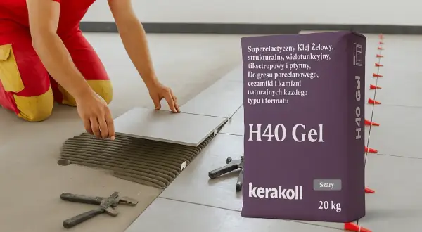 Układanie płytek z użyciem H40 Gel – jaki klej do płytek wybrać? Ten superelastyczny klej żelowy Kerakoll sprawdzi się idealnie.