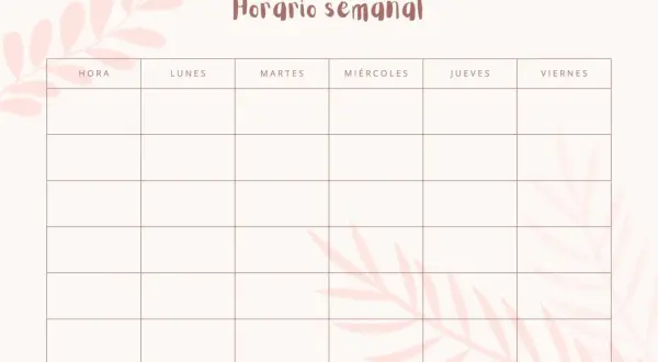 Plantillas bonitos horarios para imprimir con diseño floral. Organiza tu semana con este horario semanal.