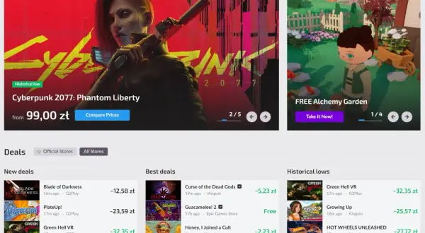 Cyberpunk 2077: Phantom Liberty i darmowa gra Alchemy Garden na Steam.