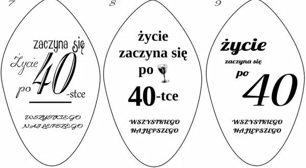 Grawer na 40 urodziny: "Życie zaczyna się po 40-tce" i "Wszystkiego najlepszego".