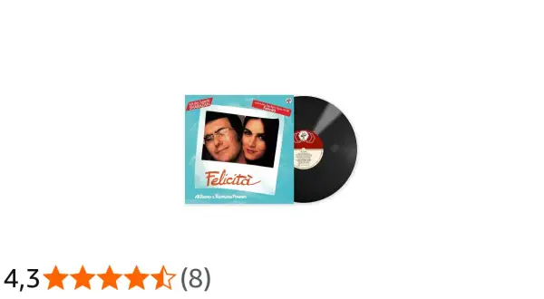 Vinile di Al Bano & Romina Power con la copertina di "Felicità", un testo che evoca gioia e ricordi.
