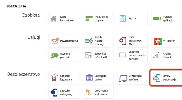 Ustawienia mBank: Limity i autoryzacje. Tutaj dowiesz się, jak zmienić limity mbank.