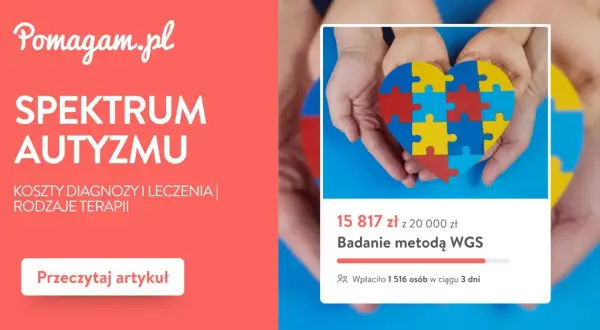 Dłonie trzymają serce z puzzli, symbolizujące autyzm. Pomagam.pl zbiera fundusze na badanie metodą WGS.