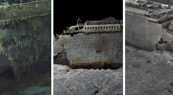 Vraket av Titanic visar dess titan storlek, en skrämmande påminnelse om dess öde. Rostiga skrov och förfallna däck vilar på havsbotten.
