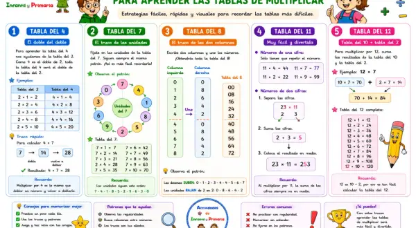 ¡Aprende todas las tablas de multiplicar con trucos visuales y divertidos!