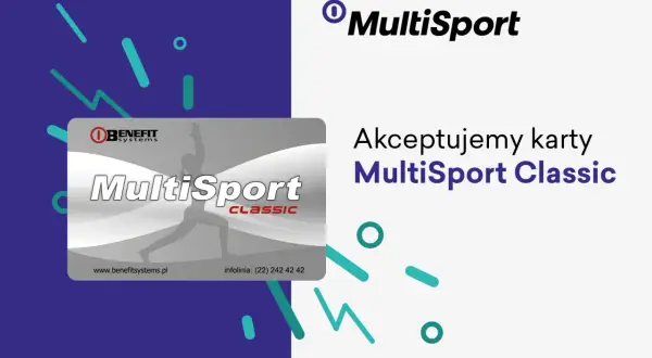 Karta MultiSport Classic z sylwetką ćwiczącej osoby i logo Benefit Systems.
