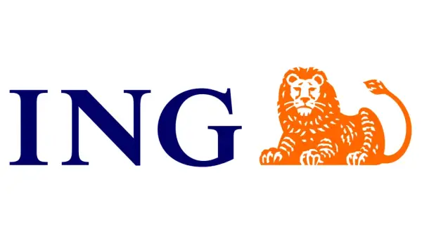 Logo ING z lwem, symbolem banku, który wielu uważa za najlepszy bank w Polsce.