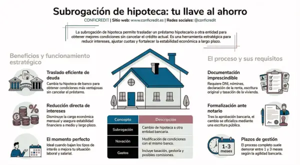La subrogación de hipoteca es clave para ahorrar. Cambia tu préstamo a otra entidad para mejores condiciones, reduciendo intereses y cuotas.