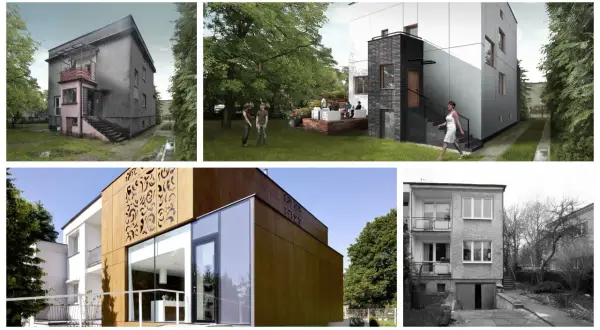 Przed i po: odnowiony dom kostka zyskał nowoczesny wygląd, zyskując nowe elewacje i detale architektoniczne.