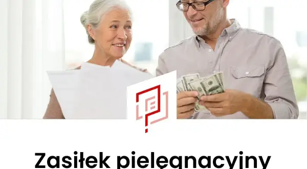Uśmiechnięci seniorzy analizują dokumenty i pieniądze. Zasiłek pielęgnacyjny to wsparcie dla potrzebujących.