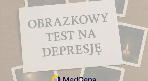 Obrazkowy test na depresję. Zdjęcia przedstawiają tory kolejowe, pęknięte szkło i gasnącą świecę, sugerując trudne emocje.