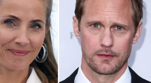 Porträtt av Tuva Novotny och Alexander Skarsgård, två framstående svenska skådespelare.