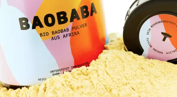 Bio Baobab Pulver aus Afrika, ein Superfood, das das Immunsystem unterstützt. Was ist Baobab? Ein nährstoffreiches Pulver.
