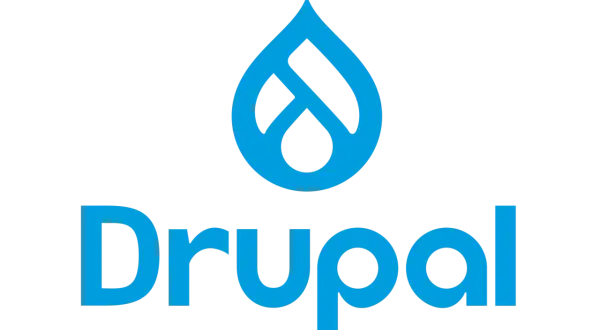Logo bleu de Drupal, système de gestion de contenu, souvent utilisé avec Docker pour le développement.