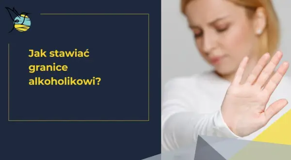 Kobieta pokazuje dłoń w geście "stop", sugerując jak postępować z alkoholikiem po odwyku, stawiając zdrowe granice.