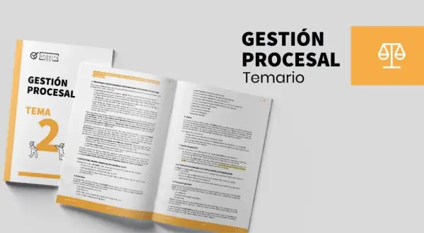 Temario de Gestión Procesal con el tema 2 destacado. Ideal para preparar exámenes anteriores de gestión procesal.