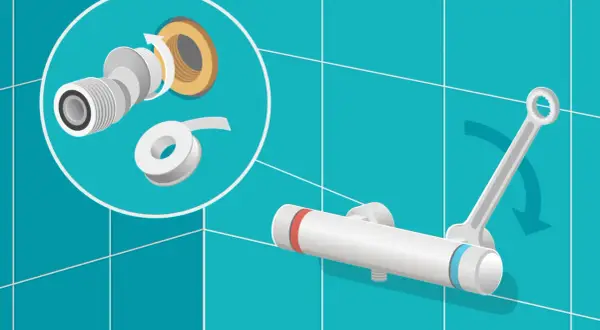 Installation d'un robinet de douche : raccordement et clé pour ajuster l'entraxe robinet douche.