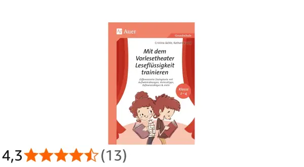 Buchcover: "Mit dem Vorlesetheater Leseflüssigkeit trainieren" für die Grundschule. Zwei Kinder lesen.