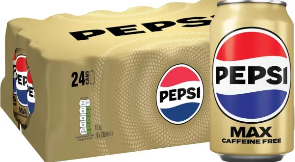 24 burkar Pepsi Max. Varje burk innehåller 330 ml. Denna dryck har 0g socker och 0g koffein per 100 ml.