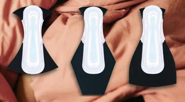Trzy czarne majtki z wkładkami higienicznymi. Czy nylon to dobry materiał na bieliznę?