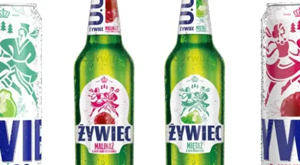 Żywiec, marka piwa z południa Polski, prezentuje warianty malinowy i miętowy.